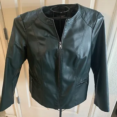 Buy Roz & Ali Leather Looking Jacket –So 1X Leather Zipper Front With  Pockets Green • 19.21£
