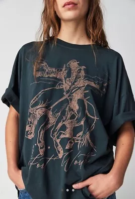 Buy FREE PEOPLE Daydreamer LA Relaxed Cowboy Rodeo Fort Worth OneSize Tee • 37.89£