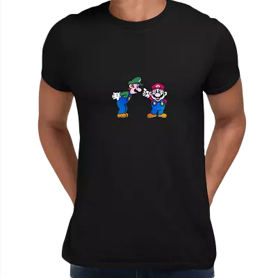 Buy Luigi & Mario Super Mario Mens Retro Unisex T-Shirts OLD SKOOL Free Delivery • 14.99£