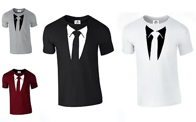 Buy Suit And Tie TUXEDO T SHIRT Funny PRESENT Stag Fancy Dress Party (TIE,TSHIRT) • 5.99£