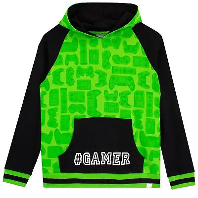 Buy Gamer Hoodie Kids Boys 6 7 8 9 10 11 12 13 Years Hooded Jumper Black Green Hood • 21.99£