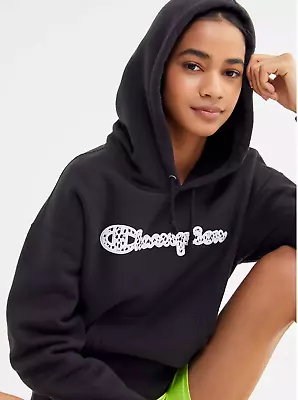 Buy Champion UO Exclusive  Reverse Weave Hoodie  Womens S Black Animal Print Logo • 38£