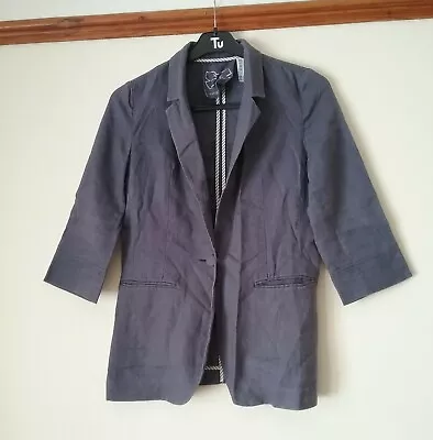 Buy Denim Co. Ladies Women's Purple 100% Linen Jacket UK Size 8 • 12.50£