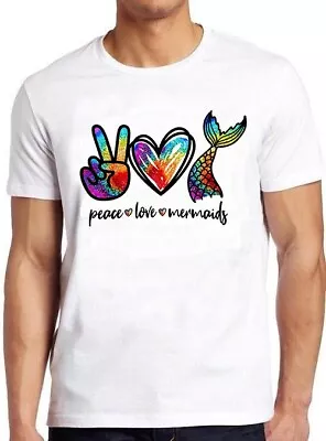 Buy Peace Love Mermaid Lesbian Gay LGBTQ Pride Top Funny Meme Gift Tee T Shirt C1155 • 6.35£