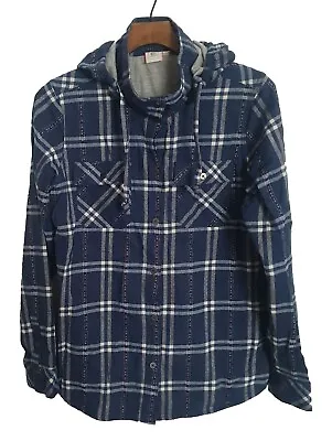 Buy Rip Curl Womens 12uk Hooded Longsleeve Shirt Blue Check Jersey Lined Surf Casual • 12£
