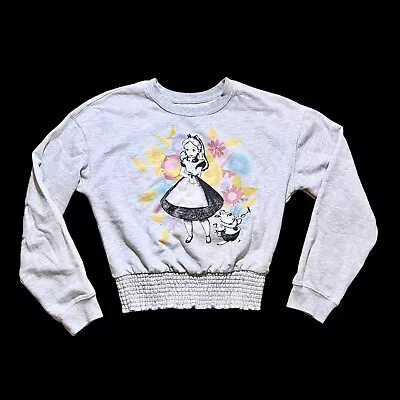 Buy Disney Sweatshirt Girl's Medium Grey Alice In Wonderland Fleece Lined Crew Neck • 4.72£