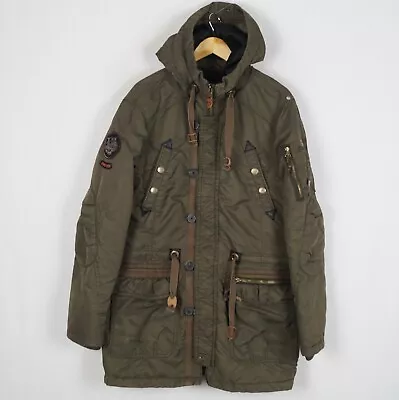 Buy KHUJO PATRICK Men's Parka Jacket Size L Hooded Green Insulated Full Zip S12128 • 49.95£