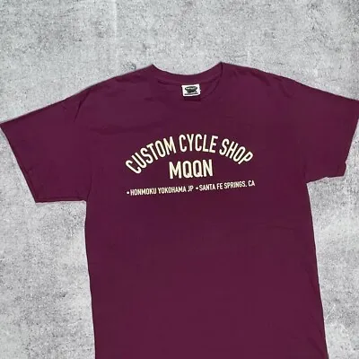 Buy Rare Vintage MOONEYES MOON Equipped Big Logo T-Shirt Size M - L • 108£