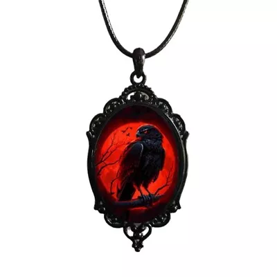 Buy Crow Pendant Necklace Mystic Witch Jewelry Rope Chain Goth Crow Choker • 4.15£
