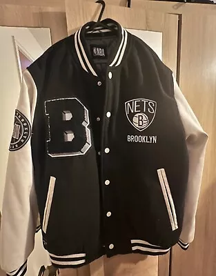 Buy Brooklyn Nets Varsity Letterman Bomber Jacket • 25£