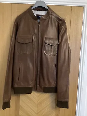 Buy Mens Peter Worth  Brown Leather Bomber Jacket Generous SizeXL Very Lightly Worn. • 40£