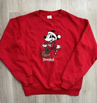 Buy DisneyLand Resort Paris Mickey Mouse Christmas Jumper Sweatshirt Small Red Retro • 22.99£