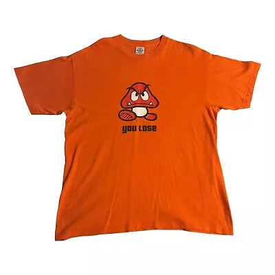Buy Vintage 00'S 2003 Mario Goomba You Lose T-Shirt Orange Size L Large • 19.95£