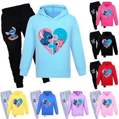 Buy Kids Boys Girls Stitch Angel Christmas Hooded Jumper Sweatshirt Outfit Tracksuit • 13.29£