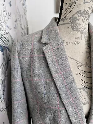 Buy Gorgeous Joules  Lizbeth  Tweed Jacket Blazer Size 14 Grey Pink Check 💐 • 34.95£