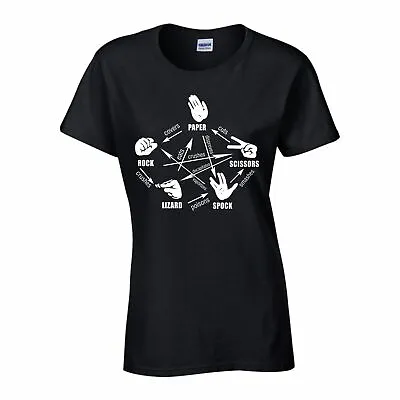 Buy Rock Paper Scissors Lizard Spock Game T Shirt School Wear Tee Birthday Women Top • 6.99£