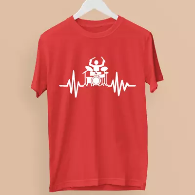 Buy Drum Heart Beat T-shirt Drumming ECG Pulse Musician Band Beat Rock Funny Gifts • 7.99£
