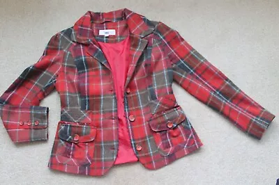 Buy Ladies Next Wool Jacket Size 10 Lined Tartan Red Good Condition • 5£