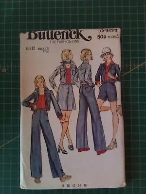 Buy 3487 Jeans Denim Jacket Skirt Shorts S 12 Uncut Vintage Butterick Sewing Pattern • 10£