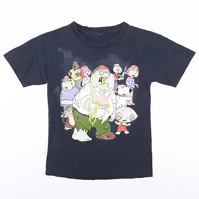 Buy Family Mens Guy Black 00s Short Sleeve T-Shirt S • 7.99£