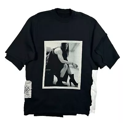 Buy RICK OWENS Mens Swampgod Graphic Jumbo SS Cotton Tee Black Size M NEW RRP 380 • 209£