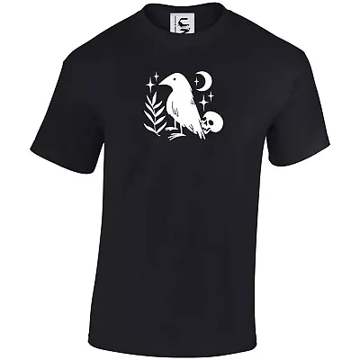 Buy Halloween T-shirt Cute Crow Art Goth Moon Crow Shirt Top Adults Teens Kids Sizes • 10.99£
