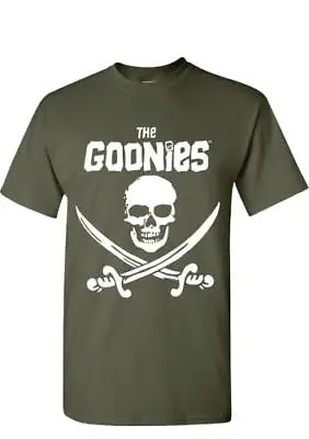 Buy The Goonies Pirate Skull & Swords T-Shirt - Unisex Adults Cotton Khaki • 12.95£