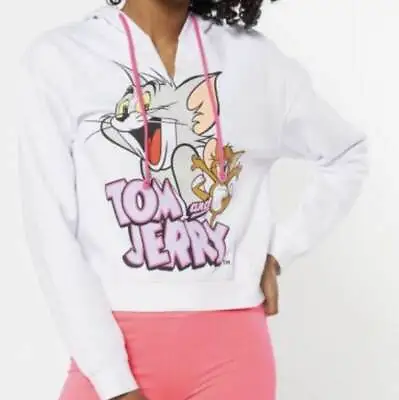 Buy Tom And Jerry Cropped Hooded Sweater Juniors Size S M L Xl New • 18.40£