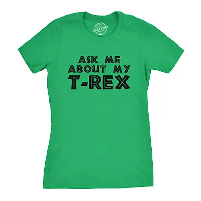 Buy Womens Ask Me About My Trex T Shirt Funny Cool Dinosaur Flip Graphic Novelty Tee • 9£