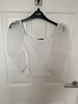 Buy New Look White Lace Mid 3/4 Sleeve T-shirt Top SIZE 8 • 7£