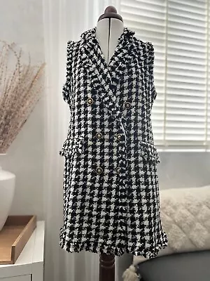 Buy Zara Black And White Dogtooth Dress Size XL • 17.50£