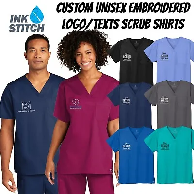 Buy Ink Stitch Design Your Own Custom Logo Texts Embroidery Unisex Work Shirts Scrub • 25.19£