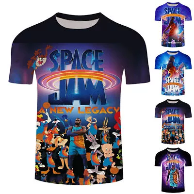 Buy SPACE JAM Kids Boys Summer T-Shirt Casual Loose Short Sleeve Blouse Shirt Tops> • 9.41£