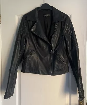 Buy Topshop Womens Black Biker Style Faux Leather Shirt Jacket Size 10 • 9.99£