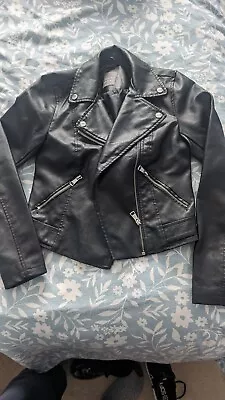 Buy Primark Size 4 Black Leather Look Bikers Style Jacket • 10£