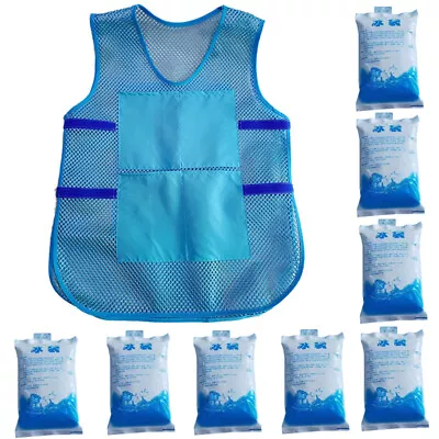 Buy Summer Cooling Vest Outdoor Ice Cooler Clothing 8 Ice Bag Mesh Sunstroke Prevent • 7.88£