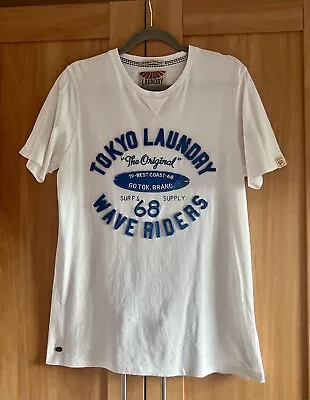 Buy Good Condition! Mens White Tokyo Laundry 3D Lettering Logo T-Shirt - Size Medium • 2.50£