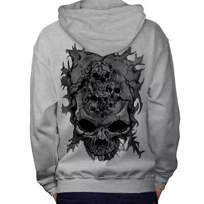 Buy Wellcoda Death Skull Evil Skelet Mens Hoodie, War Design On The Jumpers Back • 25.99£