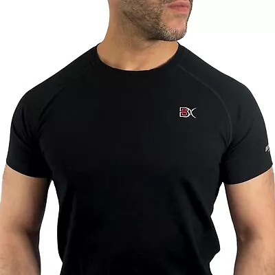 Buy Black T-shirt Muscle Slim Fit Style, Soft Premium 95% Cotton 5% Elastane 220gsm • 14.99£