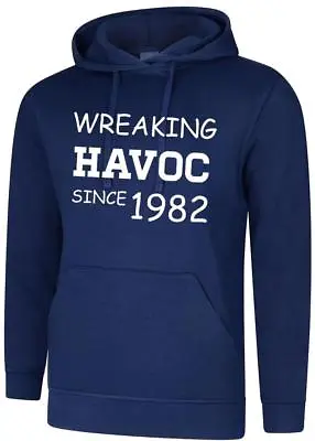 Buy 42nd Birthday Present Gift Wreaking Havoc Since 1982 Mens Womens Hoodie Hoody • 18.99£