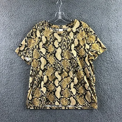 Buy Womens H&M Size Large Brown Mix Snakeskin Print Short Sleeve Cotton T Shirt Top • 7.99£