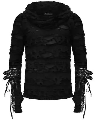 Buy Devil Fashion Mens Goth Punk Apocalyptic Grunge Shredded Hoodie Hooded Top Black • 59.99£