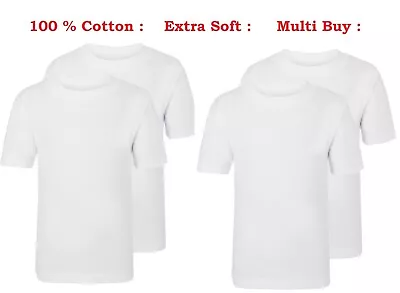 Buy 100% Soft Cotton Pack Of 1x 3x 6x Boys Girls Kids White T-Shirts Uniform  • 2.19£