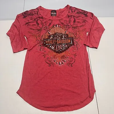 Buy Harley Davidson  Womens Graphic T-Shirt S Mid Sleeve  Casual • 11.58£