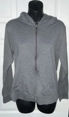 Buy Eevee Full Zip Up Long Sleeve Gray Hooded Sweatshirt Hoodie Womens Size L • 14.17£