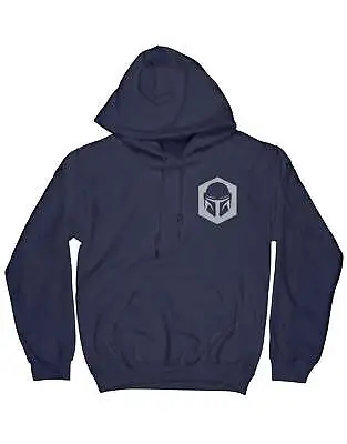 Buy Mandalorian Hoodie He Goes Pocket Logo New Official Mens Navy Blue Pullover S • 14.95£