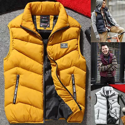 Buy Warm Men Winter Paded Sleeveless Puffer Jacket Vest Waistcoat Quilted Coat Parka • 21.22£