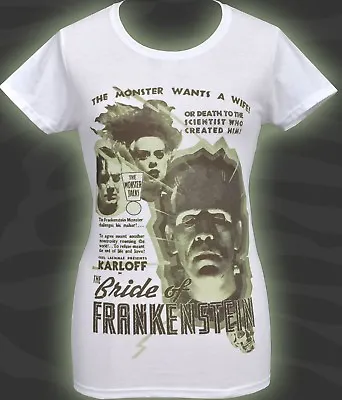 Buy Womens Gothic T-shirt Bride Of Frankenstein Monster Classic Horror Karloff • 18.50£