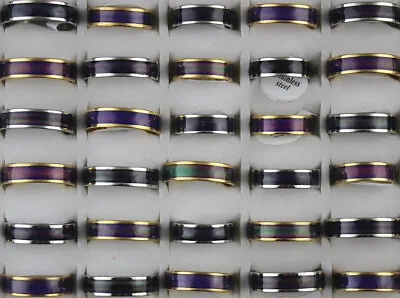 Buy Wholesale Lots 60pcs Stainless Steel Jewellery Men's Change Color Mood Rings • 25.99£