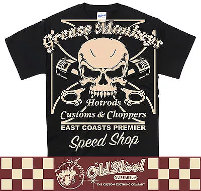 Buy Biker Chopper Bobber Classic Car Hot Rod Grease Monkey Speed Shop T Shirt S-5XL • 15.99£